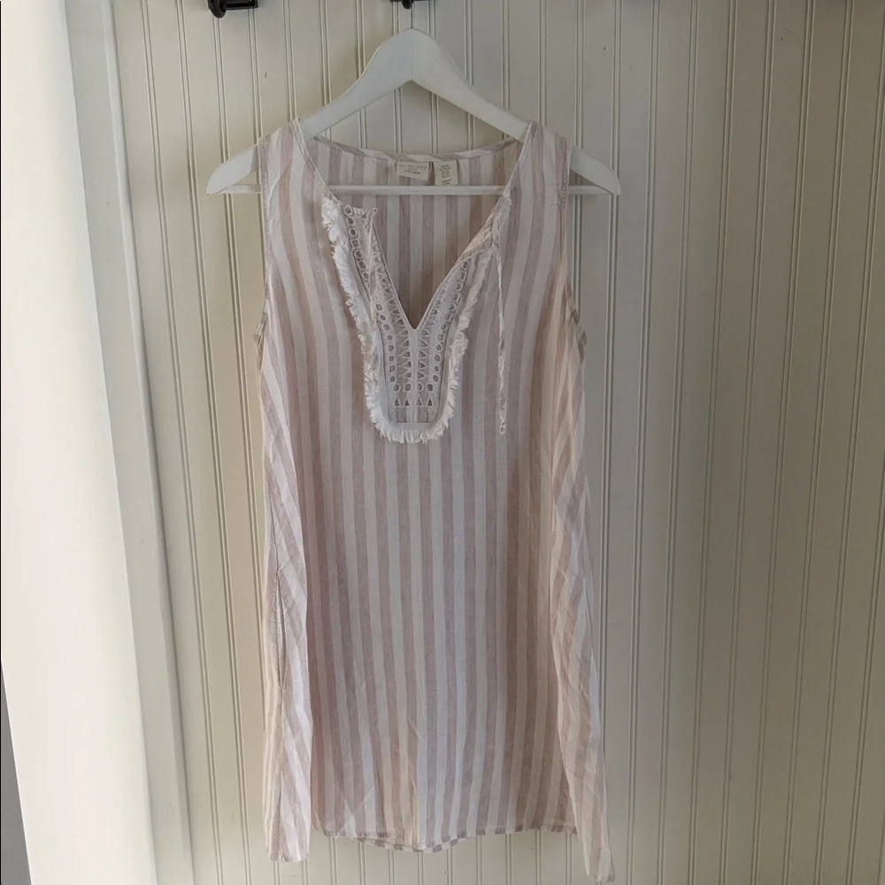 St. Tropez 100% linen sleeveless dress with pockets - Picture 2 of 6